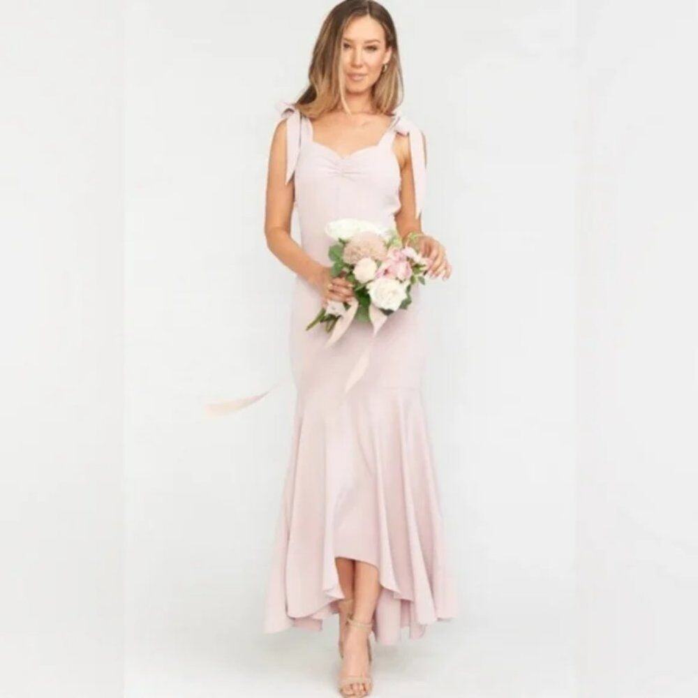 NWT Show Me Your Mumu Rose Crepe Mermaid Barcelona Ruffle Gown High Low Medium